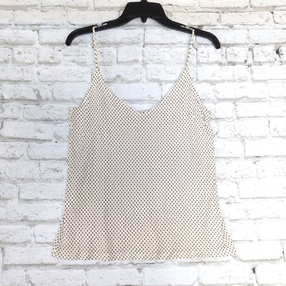 H&M Womens Tank Top Small S White Black Leaves Scoop V Neck Spaghetti Strap Top - Picture 1 of 8